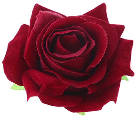 2 en 1 broche de flor de pinzas para el cabello de flor de rosa grande artificial para fiesta de mujeres (rojo vino)
