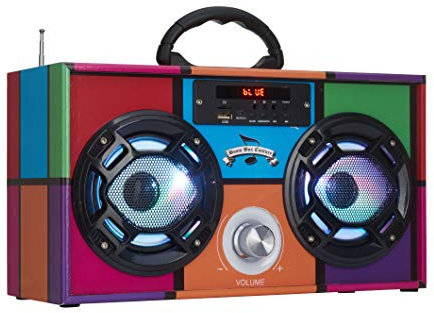 Mini Boombox with LED Speakers – Retro Bluetooth Speaker w/Enhanced FM Radio - Perfect for Home and Outdoor (Retro)