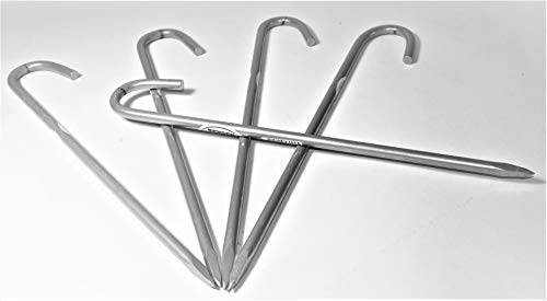 Bodenanker XL Heringe 42cm ungeriffelt Silber -K&B Vertrieb- Erdnagel Erdanker Erdspieß Bauanker Nagel Zelt Zelthering 489 (15 Stück)