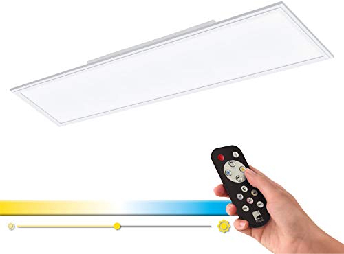 EGLO Access LED Deckenleuchte Salobrena-A, 1 flammige Wandlampe, LED Deckenlampe aus Aluminium und Kunststoff in Weiß, mit Fernbedienung, Farbtemperaturwechsel (warm, neutral, kalt), dimmbar, L 120 cm