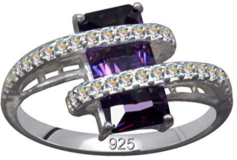 Ring Fingerring Weiß Violett Echt Sterling Silber 925 Zirkonia Kristalle Liebe Glaube Hoffnung Emotion Symbol Motiv Stil Objekt extravagant neu gut schön modisch weiss klar transparent