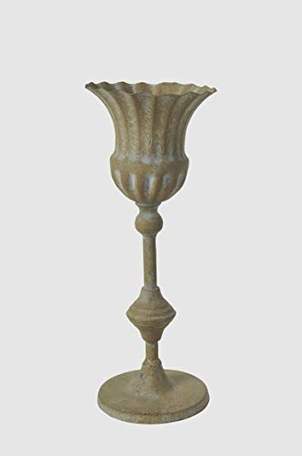 Dekoschale Kelch Gusseisen Schale Pokal H 32 cm Teelichthalter Amphore Libretto Gr. L Vintage Shabby Chic