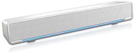 Soundbar, USB Wired Stereo Soundbar 3D Stereo Soundbar mit blauem LED Atemlicht für TV/Heimkino Lautsprecher, Spiele, Projektoren, 12 Zoll