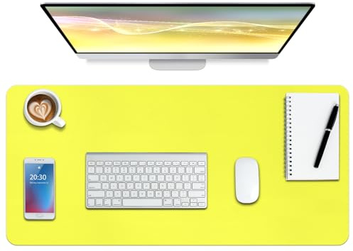Leder-Schreibtischunterlage,wasserdichte Schreibtischunterlage für Schreibtisch, Schreibtischunterlage für Tastatur und Maus, Leder-Mauspad-Schutz für Büro und Zuhause, 76 * 36.5cm(M Lemon)