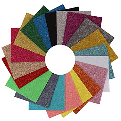 Trimits Glitter Acrylic Crafting Felt Pack, 20 Sheets, Assorted Colours B, 15 x 15cm