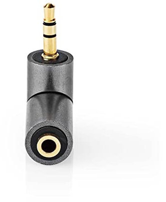 Nedis Stereo-Audio-Adapter | 3.5 mm Stecker | 3.5 mm Buchse | Vergoldet | Gerade | Metall | Anthrazit/Gold | 1 Stück | Verpackung mit Sichtfenster