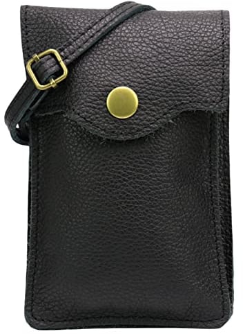 SH Leder Damen Handytasche Umhängetasche Geldbörse Multifunktion Beutel Schultertasche aus Echtleder Verstellbar Schultergurt Handy bis 6.8 Zoll 12x19cm ADA G3282 (Schwarz)