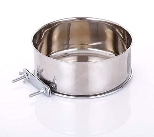 Pet Hanging Bowl, Pet Crate Stainless Steel Cage Bowl with 2 Bolt Holder, Dog Water Bowl Food Feeder Bowl for Dog Cat Parrot Bird (18 * 6.5cm)