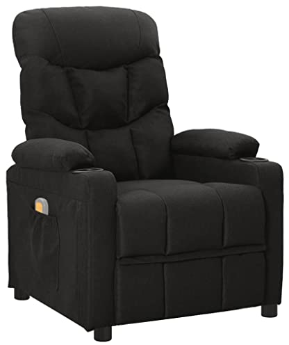 vidaXL Massagesessel, Relaxsessel mit Liegefunktion Vibrationsfunktion, Verstellbarer Sessel Fernsehsessel, Liegesessel Polstersessel, Schwarz Stoff