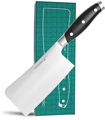 linoroso Couteau de boucher 16cm Couperet à Viande Couteau de Chef Allemand en Acier Inoxydable à Haute Teneur en Carbone avec Poignée Ergonomique pour Cuisine à Domicile et Restaurant