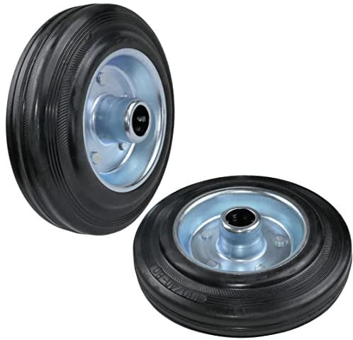 AERZETIX - C58900 - Set di 2 ruote per carrello Ø160mm con cuscinetto a rullini - capacità di carico 130 kg - colore ruota: nero in gomma - cerchio in acciaio