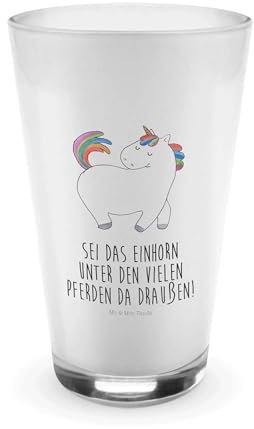 Mr. & Mrs. Panda Glas Einhorn stolzierend, Premium Glas, 400 ml