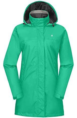 Little Donkey Andy Veste de pluie imperméable légère et respirante pour femme - Coupe-vent pour la randonnée, les voyages, Long vert Pacifique, L
