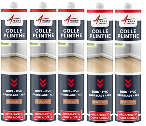 Colle plinthe, bois et carrelage, pose facile - 290 ml x 5 Terre Cuite - ARCANE INDUSTRIES