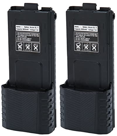Lot de 2 Piles Rechargeables Radio Bidirectionnelles 7,4 V 3800 MAh, Batterie Li-ION, Batterie Rechargeable de Remplacement pour BAOFENG BF UV5R 5RA 5RB 5RC 5RD 5RO
