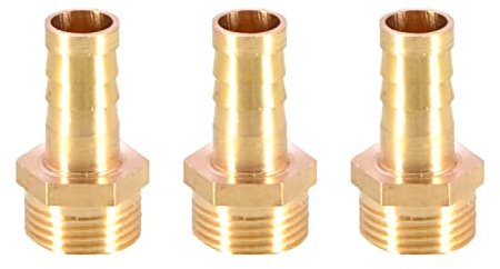 Lot de 3 raccords de tuyau en laiton massif barbelés vers filetage mâle BSP 10 mm à 3/8 pour air, eau, carburant, huile et gaz