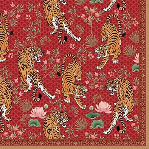 20 Servietten Aggressive Tiger | Tiere | Dschungel | Urwald | Tischdeko | Decoupage | Serviettentechnik 33x33cm