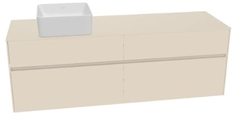 Villeroy & Boch Collaro Waschbeckenunterschrank 1600x548x500 mm, 4 Auszüge, für Waschbecken links, C05000, Farbe: Front/Korpus: Glossy White, Griff: White Matt