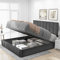 AMDXD Hydraulisch Doppelbett Polsterbett 140x200cm, Verstellbares Kopfteil, Bett mit Lattenrost aus Metallrahmen, Leinenmaterial, Modernes Bettgestell mit Großer Stauraum, Grau(Ohne Matratze)