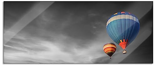 Pixxprint Glasbild Panorama, Wandbild aus Echtglas, Heißluftballons über den Alpen, 100x40 cm, inkl. Aufhängung und Abstandshalter