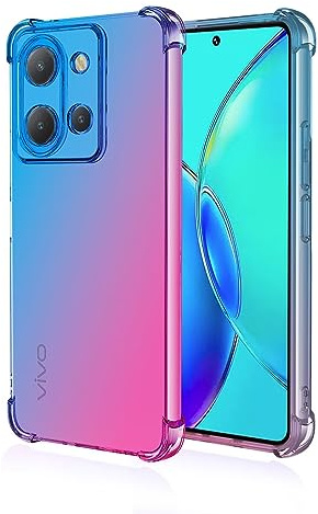 Topme Phone Case for vivo Y36 (6.64 Inches), Soft TPU Silicone Transparent Color Gradient Mobile Phone Case - Blue Pink