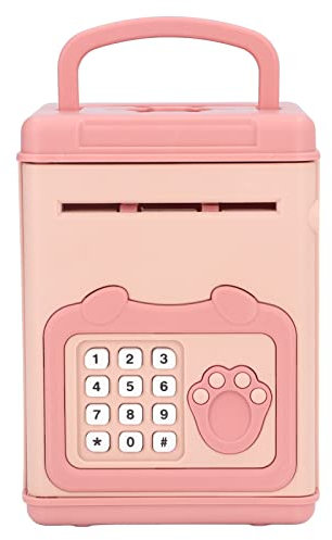 Qcwwy Tirelire Électronique Interactive À Mot De Passe D'Empreintes Digitales, pour Gérer l'argent, avec Autocollant pour Conserver l'argent (Rose)