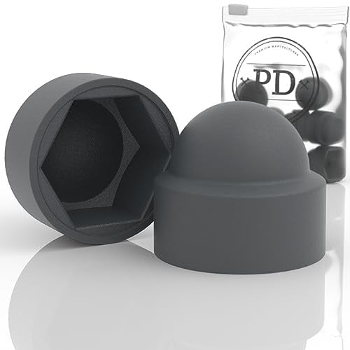 PD® Sechskant Schutzkappen M12 Schlüsselweite 19 - Anthrazit | 50 Stück | Langlebige Abdeckkappen für Muttern & Schraubenkopf aus Kunststoff | Schraubenabdeckung, schützt vor Korrosion, Innen & Außen