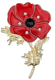 Broche en forme de coquelicot rouge en cristal pour vétérans, cadeau pour vétérans, broche coquelicot rouge en émail pour femme et homme, cadeau du souvenir, Acier allié