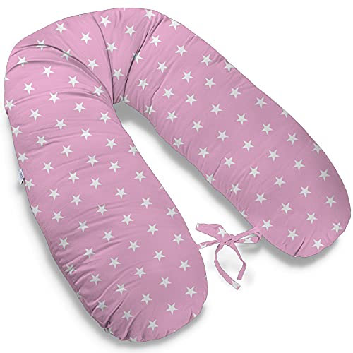 ekm trade 170cm XXL Typ I Stillkissen mit abnehmbarem Bezug Schwangerschaftskissen Lagerungskissen Seitenschläferkissen Handmade 100% Zertifizierte Baumwolle Geräuschlos (Kissen + Bezug, 20)