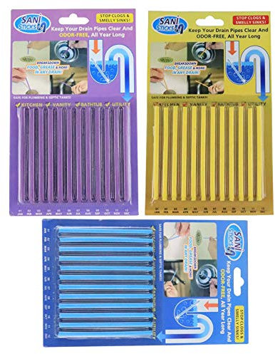 Limpiador de drenaje y desodorante de 48 barras, limpia la suciedad de los desagües del fregadero y elimina los olores para ayudar a prevenir la obstrucción de inodoros y desagües