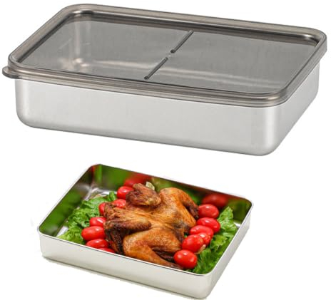 Lsydgn Aufschnittbox Fresh & Click,Edelstahl Aufbewahrung kühlschrank Organizer mit Deckel,Aufbewahrung Kühlschrank Wurst Käse,Kühlschrank Organizer mit Deckel,800ml,20cm x 14cm x 4.5cm