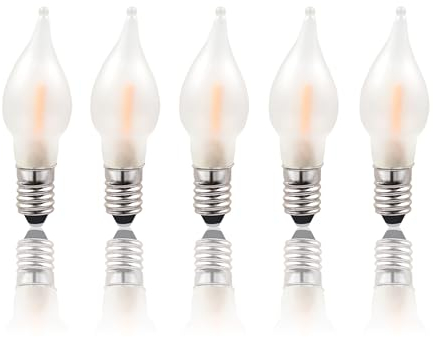 Hellum LED Ersatz-Kerzen für Schwibbogen, 5 Stück 10-55V 0,5W Riffelkerze für Weihnachtsbaum Kerzen Lichterketten innen mit 4-24 Brennstellen, Birnen für Lichterbogen E10/ 10-55V/ 0,5W/ 14Lumen 151305
