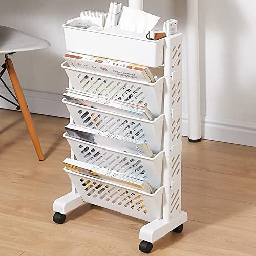 Scaffale Portaoggetti Mobile, Scaffale da Scaffale Mobile con Ruote, Carrello da Scaffale Mobile Rimovibile, Carrello Portaoggetti Multifunzionale per Studio, Ufficio, Cucina, Aula (5 Quadrati)