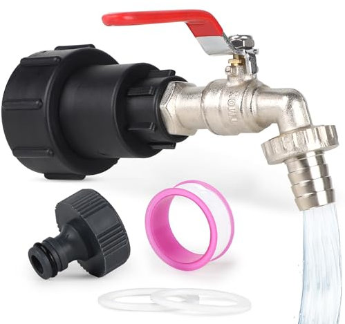 SWAWIS Robinet Cuve 1000L 3/4 S60X6 Raccord Cuve 1000 Litres Extension Intégrée Bouchon Cuve 1000L Robinet Cuve 1000L Plastique Accessoires Cuve 1000L Adaptateur Cuve