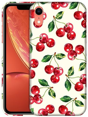 GlamCase for iPhone XR, iPhone XR Case - Cherry Watercolor Pattern Design Printed Slim Fit Cute Plastic Hard Snap on Protective Designer Back Phone Case/Cover for iPhone XR Multicolor