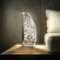 Luverre Tischlampe | LED-Leuchte | Glas-Leuchte mit Gravur für Nachttisch, Kommode, Wohnzimmer | Tiere, Afrika (Leopard, Segel | silber)