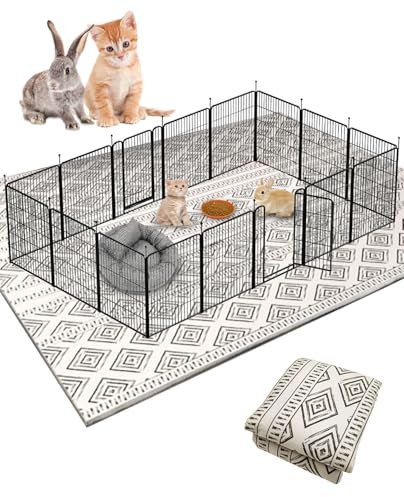 BNOSDM Waschbare Kaninchenkäfig-Einlagen, großer Teppich für Kaninchen, große rutschfeste Unterlage für Kaninchen, wiederverwendbar, für Chinchillas, Katzen, Meerschweinchen, Frettchen, Hunde, Schwarz