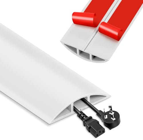 Gaine de câble de sol, protection de câble de sol de 1,5 m, ruban adhésif en PVC, protecteur de câble de sol caoutchouté, empêche les voyages pour le bureau et la maison (blanc)