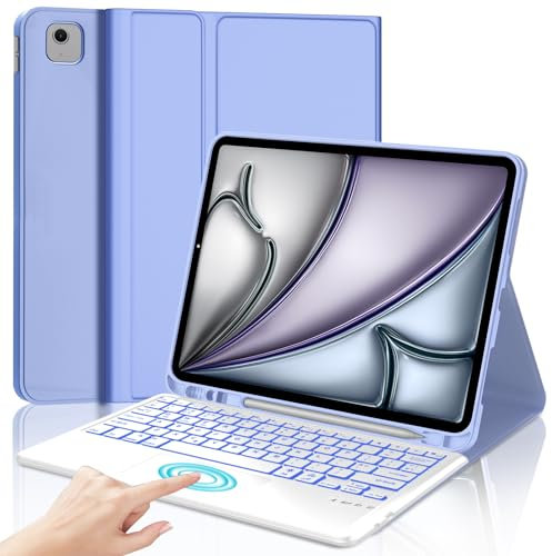 IVEOPPE Keyboard Case for iPad Air 13-inch M2 2024- Keyboard for iPad Air 13-inch A2898 A2899 A2900, 7-Color Backlight, Detachable Bluetooth Keyboard with Touchpad for Pad Air 13- Light Purple