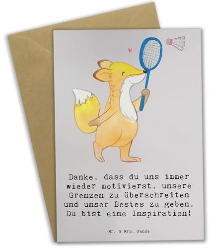 Mr. & Mrs. Panda babykarte Badminton Trainerin Inspiration - Geschenk, Grußkarte, Sportgeist, Trainingsmethoden, Danksagung, glückwunschkarten, einladungskarten, Glückwunschkarte, weihnachtskarten