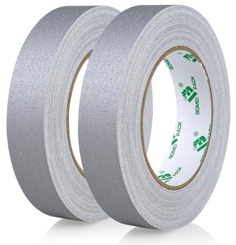 BOMEI PACK Gaffer Ruban adhésif en tissu,2 Packs 25MM*30M Ruban auto-adhésif sans résidu pour l'étiquetage, les câbles, la scène, la photographie (Gris)