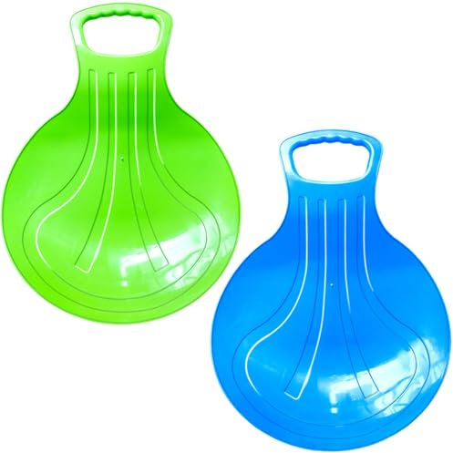 Snow Sledge Board,2 Pcs Snow Sled Board with Handle,Kids Heavy Duty Snow Sledge,Disc Child Skiboard,Snowboard Sleds for Children Winter Outdoor Toys Play on Ice Snow Grass and Sand (Blue Green)