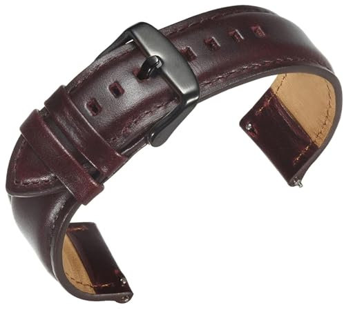 kongsou Lussuoso cinturino in pelle per DW per Daniel per Wellington cintura da polso con chiusura nera(Wine Red-Black,22mm)