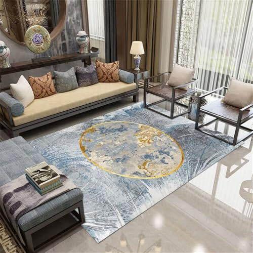 QGYFRE Square Rug Rugs For Fireplaces kids Gray abstract minimalist design art decorative carpet washable blue 200x200CM Bed Carpets Bedroom