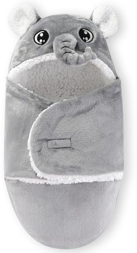 UieaMsio Sac de Couchage d'hiver pour bébé, 1 Couverture d'emmaillotage pour bébé, nid de bébé épais et Confortable, Sac de Couchage Chaud, adapté aux bébés Filles et garçons de 0 à 6 Mois (Gris)