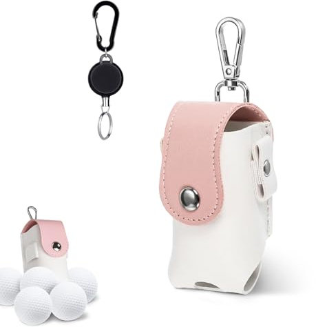 Golfball-Beutel, Golfball-Aufbewahrungstasche, Golfball-Schutz Tasche, Tragbar Golf Kleine Ball Tasche, Golf-Hüfttasche, Golftasche mit Hängendem Clip, Golf-Zubehör, Wasserdicht(Rosa)