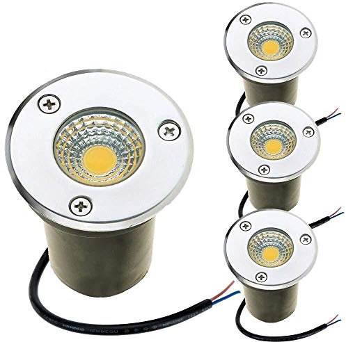 OrbitCob 3W Foco Suelo Led COB, Impermeable IP67 Lámpara de Subterránea Foco Empotrable en el Piso for Jardín Lámpara de Luces de Jardín for Exterior(Blanco Cálido 3000K,12V)