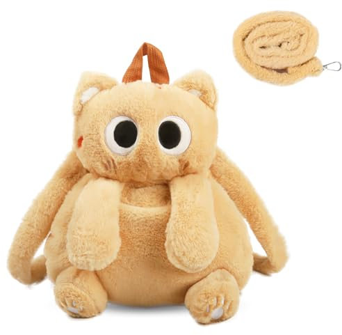 Plüschtier Cartoon Katze-Rucksack, Süßer Kitten Animal Cat Plush Umhängetasche, Cartoon Plüsch-Schultasche, Katzenform Plüsch Rucksack für Kinder und Erwachsene