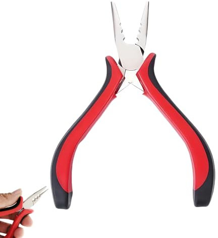 Pince à Extensions de Cheveux à 3 Trous, Rouge, Pince Mini Professionnelle pour Extensions de Cheveux en Acier Inoxydable Antirouille, Outil Multifonction pour Application et Retrait des Extensions