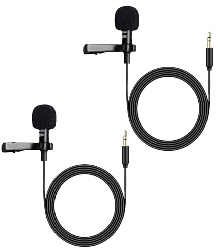 MICMXMO Confezione da 2 Microfoni Lavalier per DJI MIC 2 & per Rode GO II 2 Trasmettitore Wireless, 3,5 mm TRS Microfono Condensatore Omnidirezionale Lapel Mini Mic per Vlog Streaming, 1,5 M